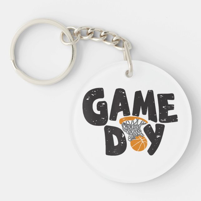 Game Day Basketball Funny Youth Men Women Sports V Key Ring (Front)