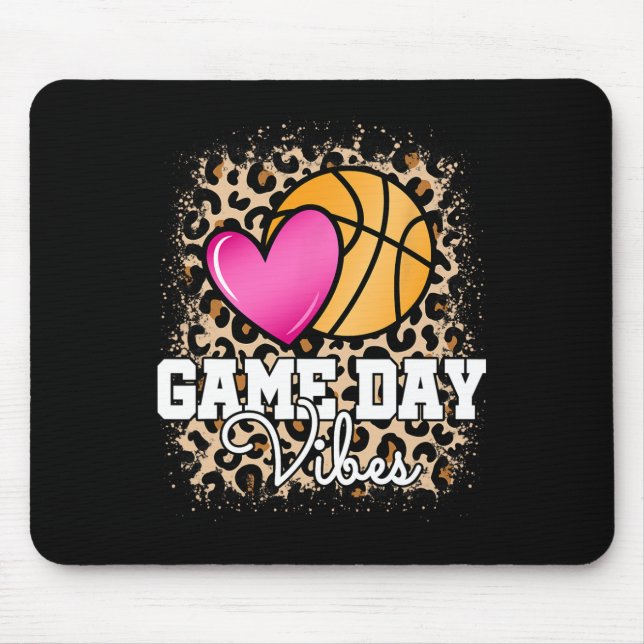 Game Day Basketball Leopard Print Women Girls Bask Mouse Mat (Front)