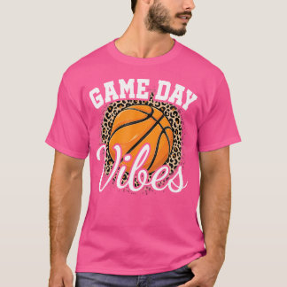 Game Day Basketball Leopard Print Women Girls Bask T-Shirt