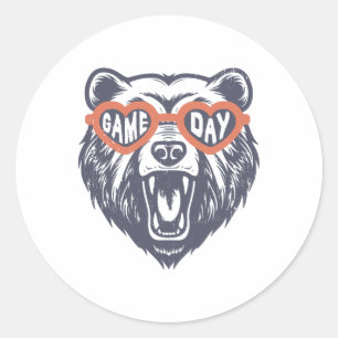 Game Day Bear Classic Round Sticker