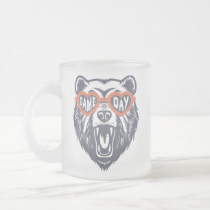 Game Day Bear  Frosted Glass Coffee Mug