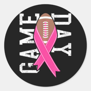 Game Day Breast Cancer Awareness Pink Football Classic Round Sticker