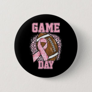 Game Day - Breast Cancer Awareness Pink Football M 6 Cm Round Badge