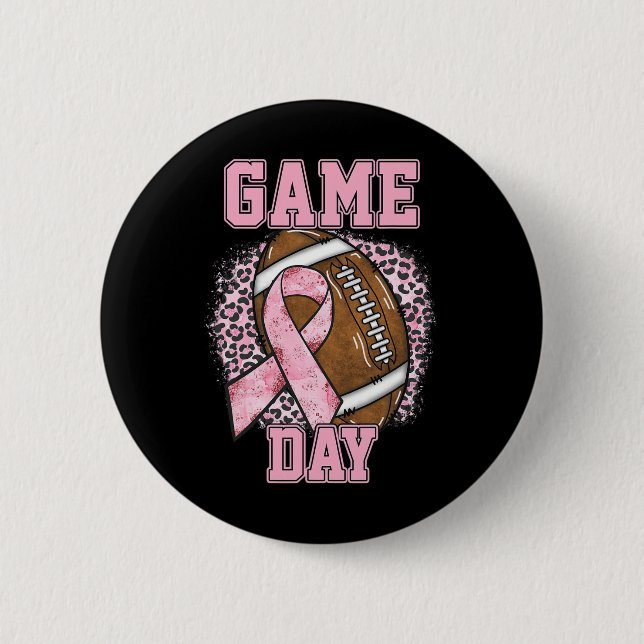 Game Day - Breast Cancer Awareness Pink Football M 6 Cm Round Badge (Front)