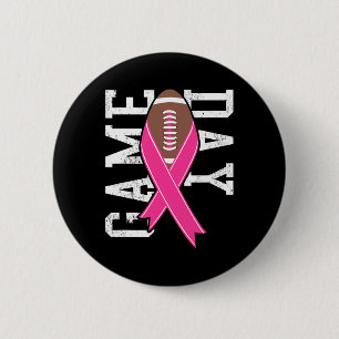 Game Day - Breast Cancer Awareness Pink Football R 6 Cm Round Badge