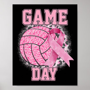 Game Day Breast Cancer Awareness Pink Volleyball Poster