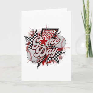 Game Day Checkered Sell Mom Leopard Cheer Mama Gir Card