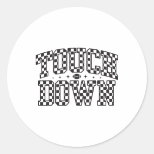 Game Day Checkered Touchdown Season Preppy America Classic Round Sticker