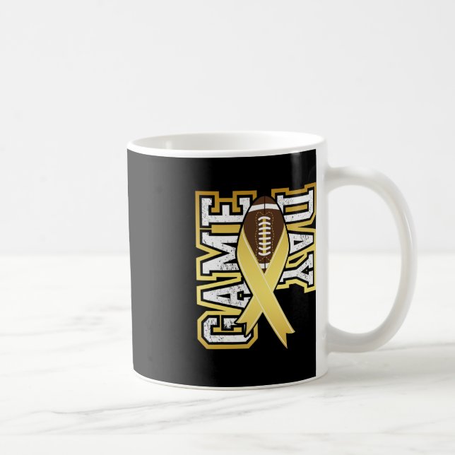 Game Day - Childhood Cancer Awareness Football Rib Coffee Mug (Right)
