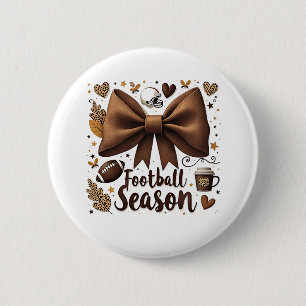 Game Day Football Bow Coquette Football Season 6 Cm Round Badge