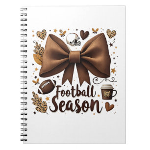 Game Day Football Bow Coquette Football Season  Notebook