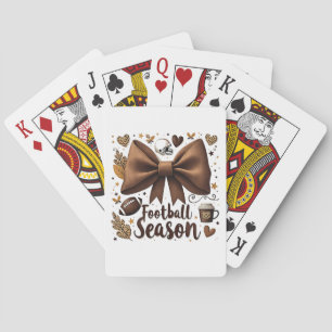 Game Day Football Bow Coquette Football Season Playing Cards
