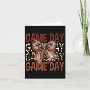 Game Day Football Bow Leopard Women Girls Kids Card
