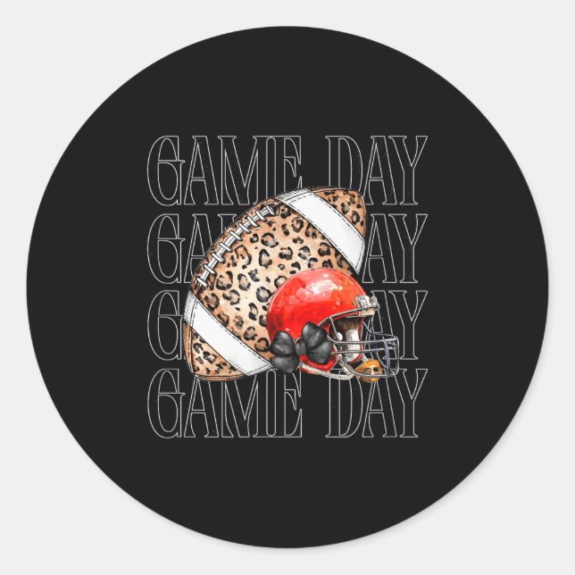 Game Day Football  Classic Round Sticker (Front)