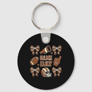Game Day Football Coquette Bow Football Mum Women  Key Ring