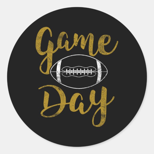 Game Day Football Cute Football Top  Classic Round Sticker (Front)