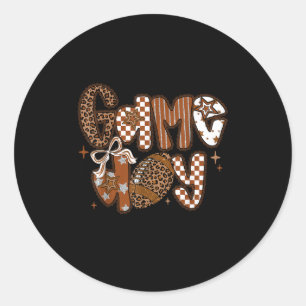 Game Day Football Girly Lace Bow Team Srit Girls B Classic Round Sticker