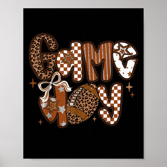 Game Day Football Girly Lace Bow Team Srit Girls B Poster (Front)