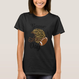 Game Day Football Helmet Leopard Sports Women Mum T-Shirt
