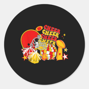 Game Day Football Mum Women Girls Cheer Funny Foot Classic Round Sticker