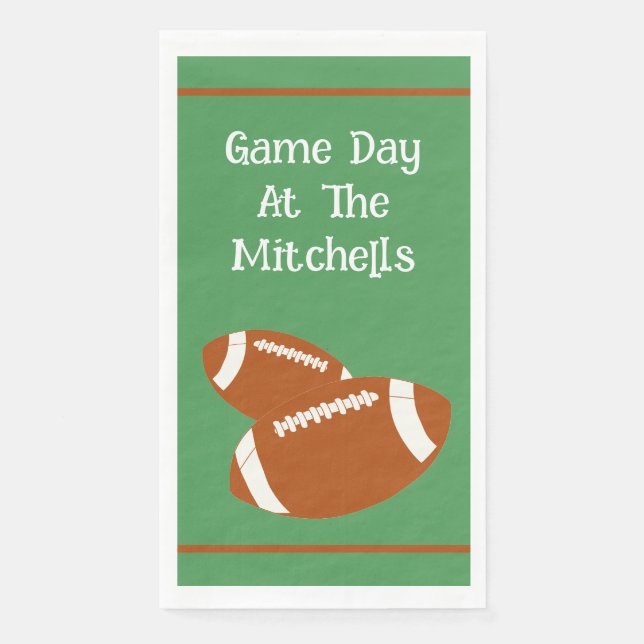 Game Day Football PERSONALIZE Paper Buffet Napkin (Front)
