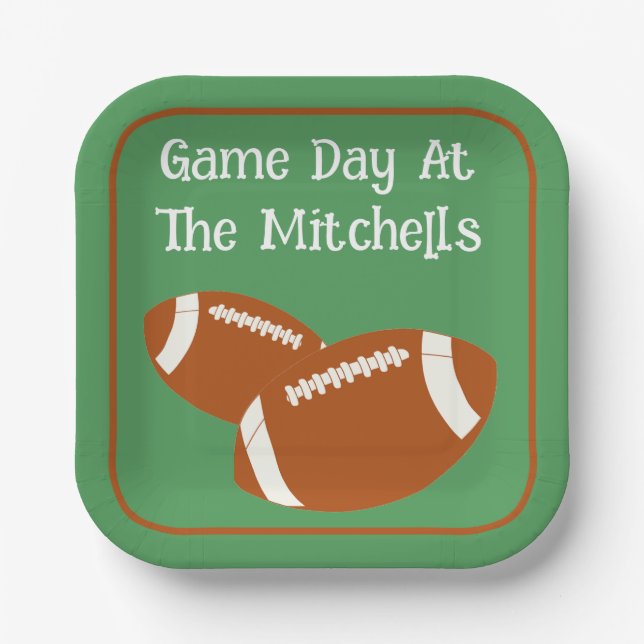 Game Day Football PERSONALIZE Paper Paper Plate (Front)