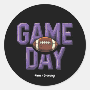 Game Day Football Player Vintage Sports Design Classic Round Sticker