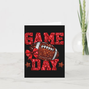 Game Day Football Red Coquette Bow Team Spirit Card