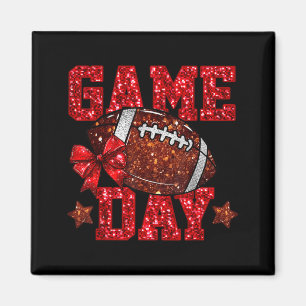 Game Day Football Red Coquette Bow Team Spirit Magnet