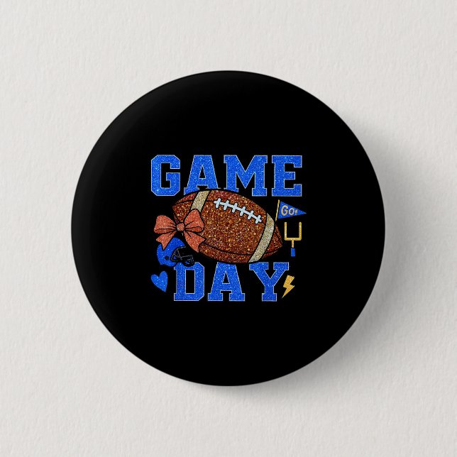 Game Day Football Season Football Mama Blue Gold B 6 Cm Round Badge (Front)