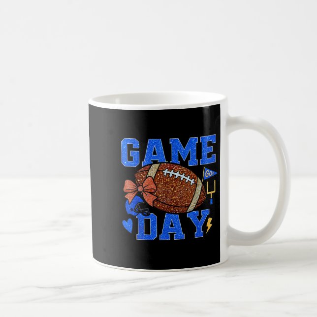 Game Day Football Season Football Mama Blue Gold B Coffee Mug (Right)