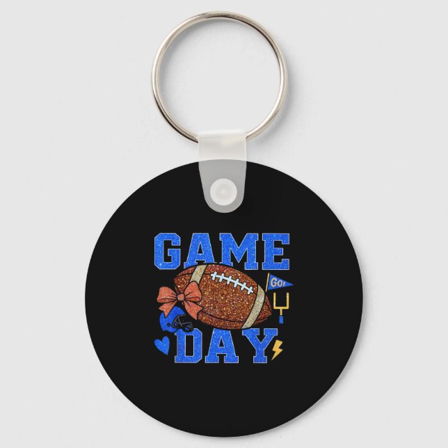 Game Day Football Season Football Mama Blue Gold B Key Ring (Front)
