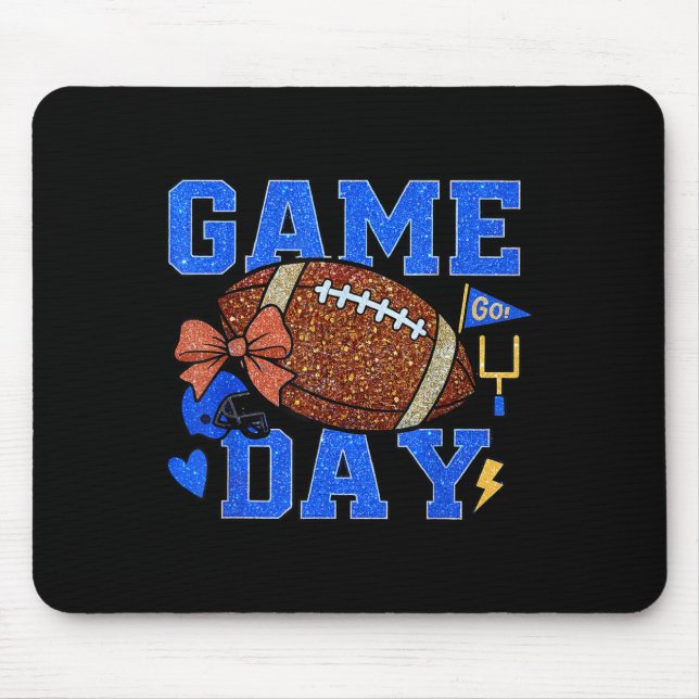 Game Day Football Season Football Mama Blue Gold B Mouse Mat (Front)