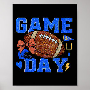 Game Day Football Season Football Mama Blue Gold B Poster
