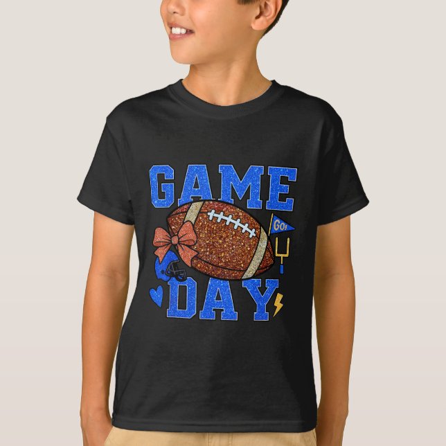 Game Day Football Season Football Mama Blue Gold B T-Shirt (Front)