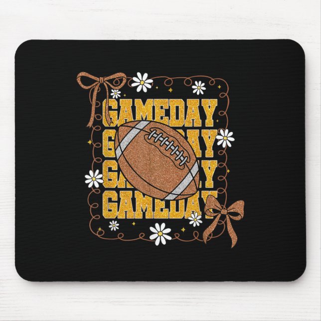 Game Day Football Season Football Mama Girl Black  Mouse Mat (Front)