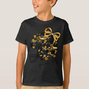 Game Day Football Season Football Mama Girl Black  T-Shirt