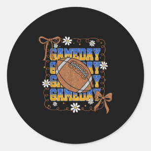 Game Day Football Season Football Mama Girl Blue G Classic Round Sticker