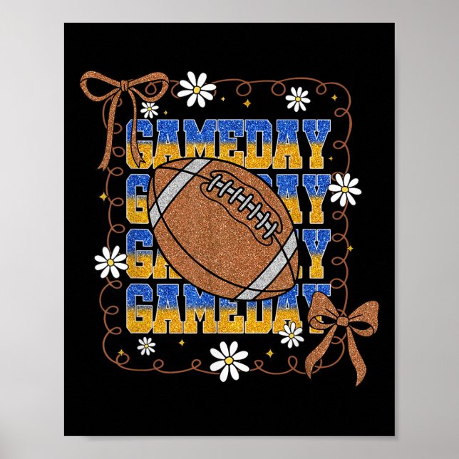 Game Day Football Season Football Mama Girl Blue G Poster (Front)