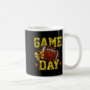 Game Day Football Season Football Mama Gold Bow Ch Coffee Mug