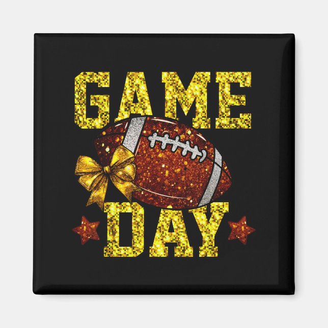 Game Day Football Season Football Mama Gold Bow Ch Magnet (Front)
