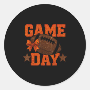Game Day Football Season Football Orange Color Vib Classic Round Sticker