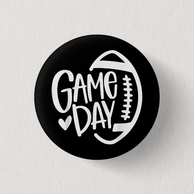 Game Day Football Season Funny Men Women Team Spor 3 Cm Round Badge (Front)