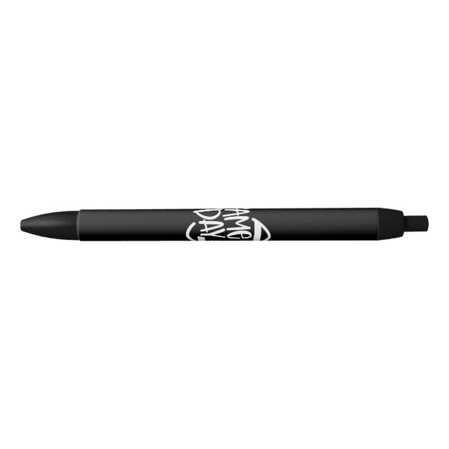 Game Day Football Season Funny Men Women Team Spor Black Ink Pen (Front)