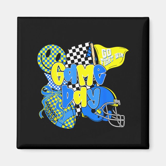 Game Day Football Team Srit Chequered Blue &amp; G Magnet (Front)