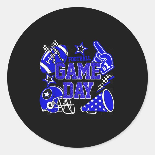 Game Day Football Touchdown Season Girly Team Srit Classic Round Sticker (Front)