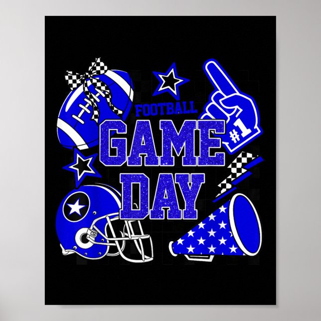 Game Day Football Touchdown Season Girly Team Srit Poster (Front)