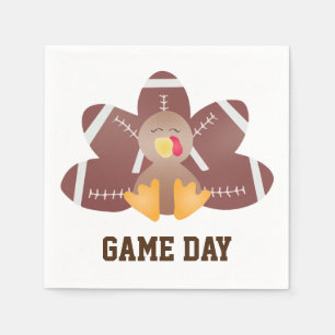 Game Day Football Turkey Feathers Brown Napkin