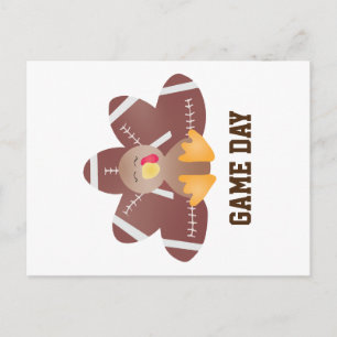 Game Day Football Turkey Feathers Brown Postcard