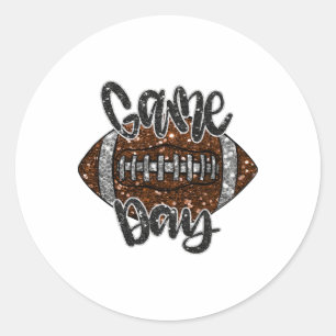 Game Day Footbyll Bling Bling Footbyll Lover Fall Classic Round Sticker